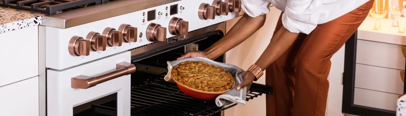 Perfect-Baking food being removed from oven